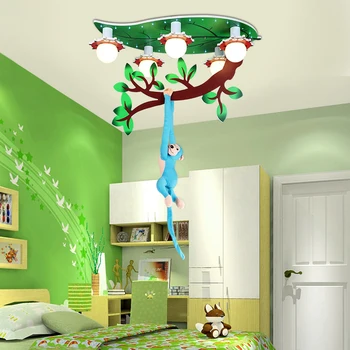 Cartoon tvorivosti opice stropné lampy, detská izba Chlapec Dievča Spálne teplo ochrana očí LED stropné svietidlo doprava zadarmo