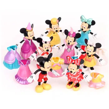 Disney Najnovšie 15pcs/Set 10 cm Mickey Mouse, Minnie Donald Duck Kolektory Akcie Obrázok Nastaviť S Magic Klip Šaty, Hračky, Bábiky Dary