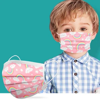200 Ks Deti Masky, Disposable Non-tkané 3 Vrstvy Tvár, Ústa Maska Priedušná Maska s Elastické Earband Mascarilla Infantil