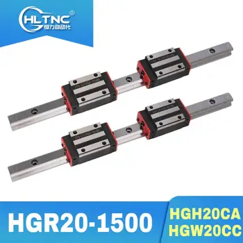 NOVÝ 20 mm Typ 2 KS lineárne vodiacej koľajnice HGR20-1500mm dlho s 4 ks lineárne blok prepravu HGH20CA/HGW20CC hgh20 CNC časti
