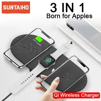 Suntaiho 3in1 Qi Bezdrôtová Nabíjačka Pre Airpods Apple Hodinky 5 4 3 2 iWatch 10W Rýchle Bezdrôtové Nabíjanie Pad Pre iPhone Huawei Xiao
