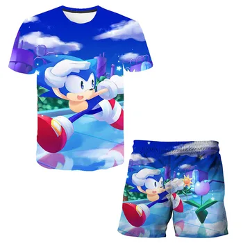 Sonic the hedgehog Lete Dieťa, Chlapec, Dievča Oblečenie Cartoon T-shirt Šortky deti, Odev, Oblečenie Dieťa Bežné oblečenie, Tepláky