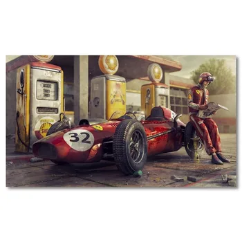 Maliarske plátno Historických vozidiel Plagáty Ferraris Klasické Závodné Auto 3D Kresby Wall Art Obrázok Vytlačí Cuadros Decoracion Dormitorio