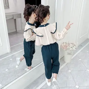 Dievčatá O-Krku Jar Jeseň Fashion Kórejský Luk Dva Kus Vianočné Roztomilý Oblečenie Dospievajúce Deti Krásna Škole Štýl Oblečenie