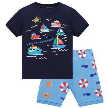 Maloobchod! Značka Letné Deti Chlapcov Veľryba Tlač Pyžamo Krátky Rukáv Nastaviť Cartoon Pijamas Sleepwear Batoľa Pyžamá Oblečenie