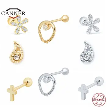 CANNER 1Pair Kvet, Motýľ 925 Sterling Silver Stud Náušnice pre Ženy, Piercing, Náušnice Zlatá Farba Earings Šperky pendientes