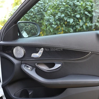 4Pcs Uhlíkových Vlákien ABS Interiérové Dvere Dekorácie Panel Kryt Trim Na Mercedes Benz C Trieda W205 C180-2018 Auto Príslušenstvo