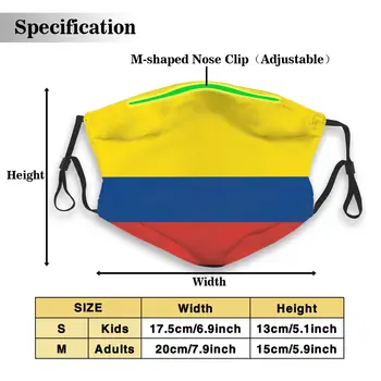 Ochranná maska s filtrom Kolumbia Vlajkou (1) proti prachu PM2.5 opätovne dospelých dospievajúce dieťa dievča