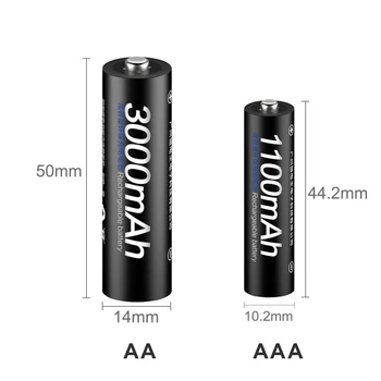 PALO AA Nabíjateľná Batéria 3000mah+4pcs nabíjateľné batérie AAA AA Batérie Nabíjačky Pre 1.2 V, NIMH AA AAA Nabíjateľné Batérie