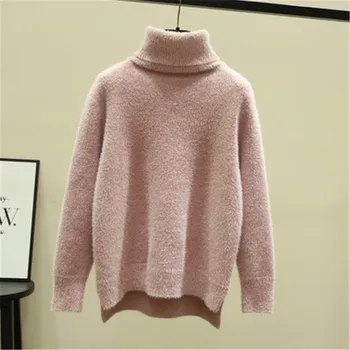 2020 jeseň a v zime temperament kórejská verzia wild vysoká krku voľné pulóver s dlhým rukávom pletený sveter ženy trendy