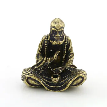Mini Vintage Mosadz Dharma Budhu, Sochu Kadidlo Držiteľ Dekorácie, Socha, Ornament Domácej Kancelárii Ornament Kolekcie Darček