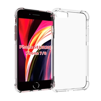100KS/VEĽA,Crystal Clear Shockproof Odolné transparentné TPU puzdro pre iPhone SE 2020 7 8 plus 6S 6S XS MAX XR 11 PRO MAX