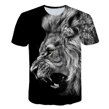 2019 Nové Letné Zvierat Lev T-shirt pánske, dámske tričko 3D T-shirt Čierna Top Krátky Rukáv T shirt nadrozmerné Oblečenie t-shirts