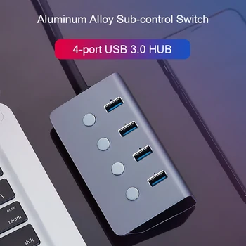 SeenDa Sub-ovládací Prepínač 4-Port USB 3.0 HUB Hliníkovej Zliatiny 5Gbps Multi USB Rozbočovač Adaptér Vysokou Rýchlosťou pracovnej Plochy Notebooku