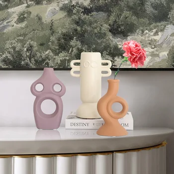 Cutelife Keramické Geometrické Biele Moderné Vázy Nordic Výzdoba Domov Kvet Stole Váza Retro Obývacia Izba Malých Rastlín Svadobné Váza