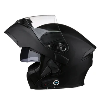 NOVÝ Bluetooth Helmy, Flip Up Clonu Duálny Objektív Casco Moto v Pohode Motocyklové Prilby Plnú Tvár Casco Black Motorky Prilby Modulárnej
