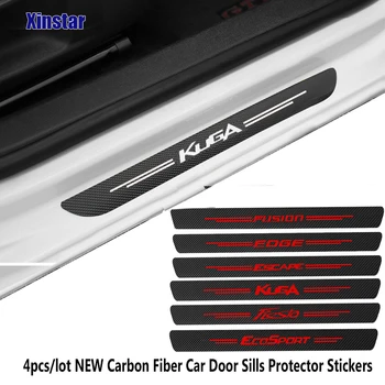 4pcs uhlíkových vlákien dvere auta ochrany nálepka pre Ford Fiesta Mondeo Fusion Uniknúť Okraji Ecosport Kuga