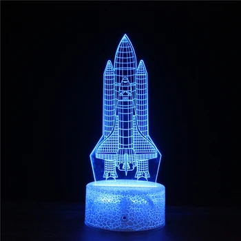 GETSINCRACK Space Exploration 3D Nočné Svetlo kozmickej Lode, Rakety, Lampa Farebné Auto Zmena Dotyk Diaľkové Deti Darčeky Love & Peace GiC