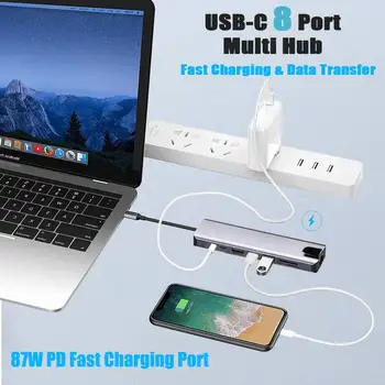 USB C HUB Typ C, HDMI Prepínač RJ45, USB 3.0 Port SD/TF Kariet USB-C Napájanie Doručenia pre MacBook Pro 3.1 USB C Dock Splitter