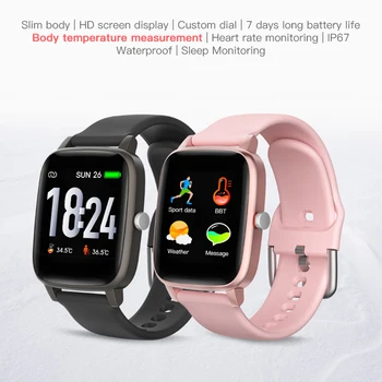 BYMUSE T98 Smart Hodinky Mužov 2020 Teplotu, Krvný Tlak, tep Srdca Fitness Tracker Ženy Bluetooth Smartwatch pre iOS a Android