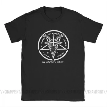 666 Baphomet T-Shirt pre Mužov Posádky Krku, Bavlna Sigil Satana T Shirt Kozy Hlavu v Pohode Tee Tričko Nový Príchod Boha Oblečenie