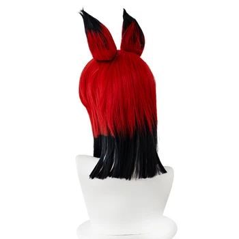 Hazbin Cosplay Hotel ALASTOR Cosplay Parochne Black Red Krátke Vlasy Halloween Karneval Vianočný Kostým, Rekvizity Parochne+ Uši+ Parochňu Spp