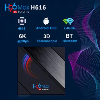 H96 Max Quad Core H616 6K HD Smart TV Box Android 10.0 Dvojité WIFI Bezdrôtové Siete, TV Set-top Box S Digitálnym Displejom
