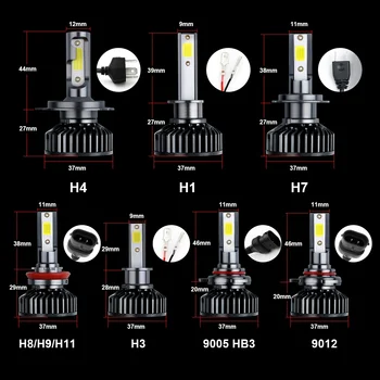 2ks/Set LED Auto Svetlometu Žiarovka H4 H7 H1 H3 H11 9005 HB3 9006 HB4 9004 9007 Beží Auto Hmlové Svetlo 12000LM Vedúci svetlo 6500K