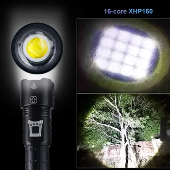 LED Nabíjacie Taktické Svietidlo Zoomovateľnom Nepremokavé Pochodeň Svietidla Camping Silný Flash svetlá 16Core XHP160 Veľké/Malé