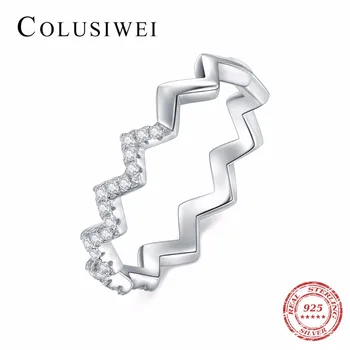 COLUSIWE Strieborné Prstene pre Ženy Autentické 925 Sterling Silver Šperky Jedinečný Nepravidelné Linky Prst Zásnubné Prstene, Šperky