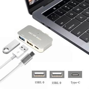 Typ C Pre USB 3.0 vysokorýchlostné Hub Adaptér S PD Port Pre MacBook Pro 13 15 palcov Y4UE