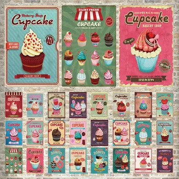 Cupcake Ice Cream Plechu Plagát Vintage Zahrdzavené Tin Prihlásiť Steny Výzdoba Reštaurácie, Kuchyne Buger Obchod Umenie Železa Maľovanie Plakety