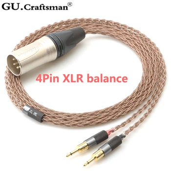 GUcraftsman 6N OCC medi pre SENNHEISER HD700 4Pin XLR 2,5 MM/4.4 MM zostatok Slúchadlový kábel