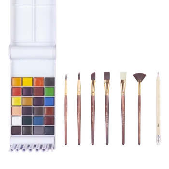 Nové Vysoko Kvalitné 24 Pevných vodové farby Palety s Umelcov Štetec Pro Maľovanie Štetcom Auta NewTrending Farby Nástroj Umelecké potreby