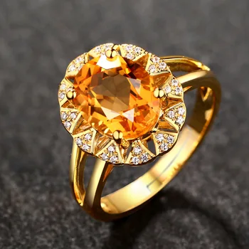 Bague Ringen Luxusné 925 Strieborný Prsteň Citrine Diamanty Svadobné Zapojenie Koktail Party Pre Ženy Prsteň, Šperky, Veľkoobchod