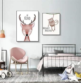 Cartoon voľne žijúcich živočíchov vzor, tlačené na plátne, plagát, ako darček pre deti, detskej izby stenu, dekorácie umenie olejomaľba