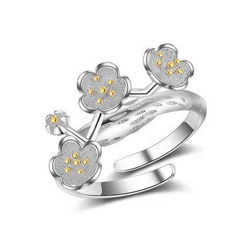Nové Módne 925 Sterling Silver Slivka Kvet Otvoriť Prstene Pre Ženy Kvalitnú Módu Pani, Darček, Doprava Zdarma