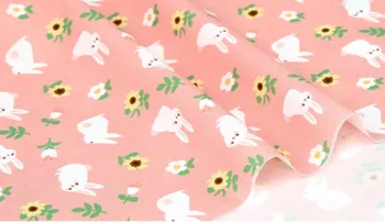 Polovica dvore import obyčajný bavlnená tkanina s karikatúra králik tlač, ručné DIY odev, šaty deti handričku, mäkký A851