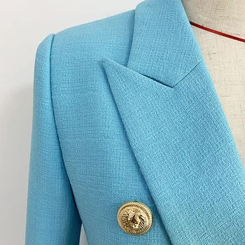 Jar, Jeseň Ženy Elegantné Sky Blue Office Dámske Sako Bunda Ženy Móda Pevné Drážkou Vyhovovali Kabát Vrchné Oblečenie