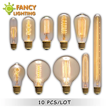 10pcs/veľa klasická žiarovka E27/E14 retro žiarovky 110V/220V edison žiarovka pre home/obývacia izba dekor 40/60W žiarovka žiarovka