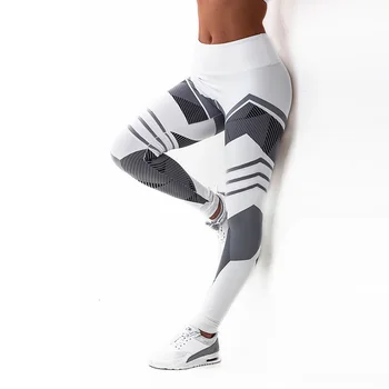 Jessingshow Fitness Legíny Čiernej na Bielu Geometrické Šitie Tlač Legins Športové Skinny Nohavice joging femme Priedušná Leggins