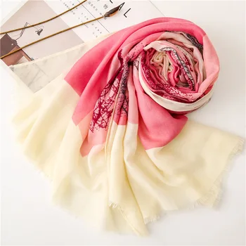 Ružová flóry Pláži šatku, luxusné značky viskóza veľký šál hidžáb kvet šatkou dámske scarfs módne jar Zabaliť Darček Wholesales