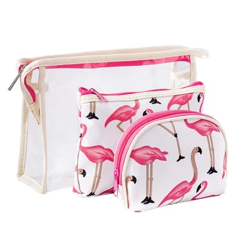 3KS Flamingo Kozmetická Taška Ženy Necessaire tvoria Taška na Cestovanie Vodotesný, Prenosný make-up Taška Toaletné Súpravy