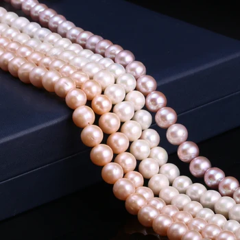 Prírodné Sladkovodné perly umelo Pestované Perly Kolo Prírodné Perly pre Šperky, Takže Náhrdelník Náramok 15 Palcov Veľkosť 10-11 mm