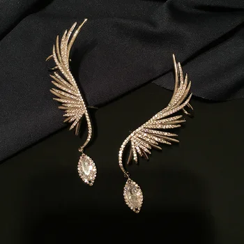 Anjel krídla náušnice 925 silver needle ucho, kosti klip lumbálna náušnice krídlo náušnice dlhé dizajn pre ženy