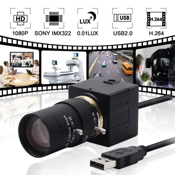 2020 Top ELP 1080P Sony IMX322 H. 264 Nízke svetlo 0.01 Lux Priemyselného Strojového Videnia, Mini Usb, Webkamera Kamera pre PC Počítač, Notebook