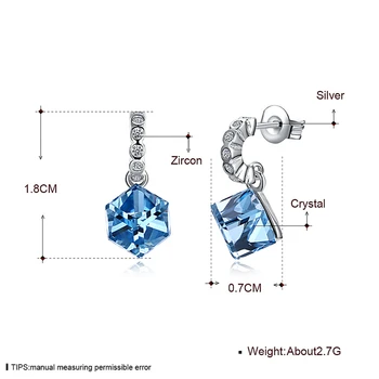 DOTEFFIL 925 Sterling Silver Vysoká Kvalita Blue Crystal AAA Zirkón Kúzlo Náušnice Ženy Módne Šperky, Svadobné Party Darček
