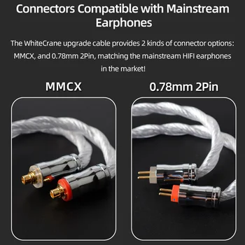 NiceHCK WhiteCrane Upgrade Kábel 4 Core Silver Plated Furukawa Medi Litz Kábel 3,5 mm/2,5 mm/4.4 mm MMCX/0.78 2Pin pre NX7 MK3
