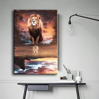 Zviera Umenie Inšpiratívne Lions Mačka Plátno na Maľovanie Myslenie Múr Umenia Plagátu Vytlačí obrazov na Stenu pre Obývacia Izba Domov Cuadros