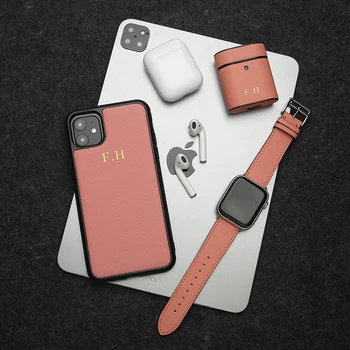 Horologii Osobné Iniciály Vlastné Ružové Kožené Telefón puzdro pre Iphone 7 8 10 X XR XS 11 12 Pro Max Mini Mobilný Telefón Kryt